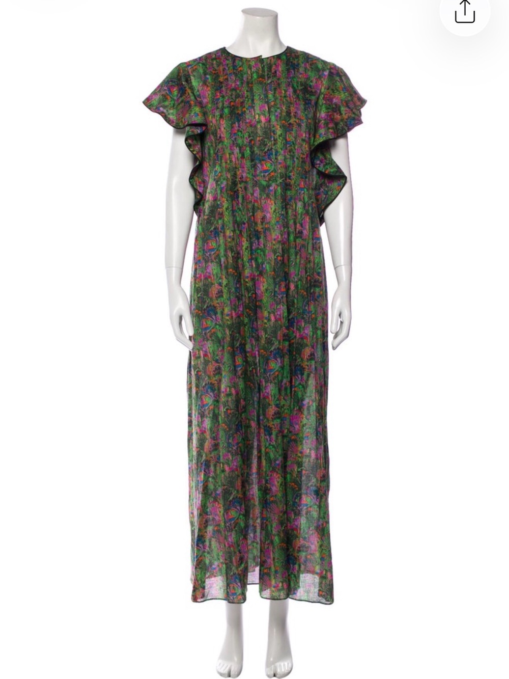 Cynthia Rowley Green Ruffle Sleeve Maxi Dress